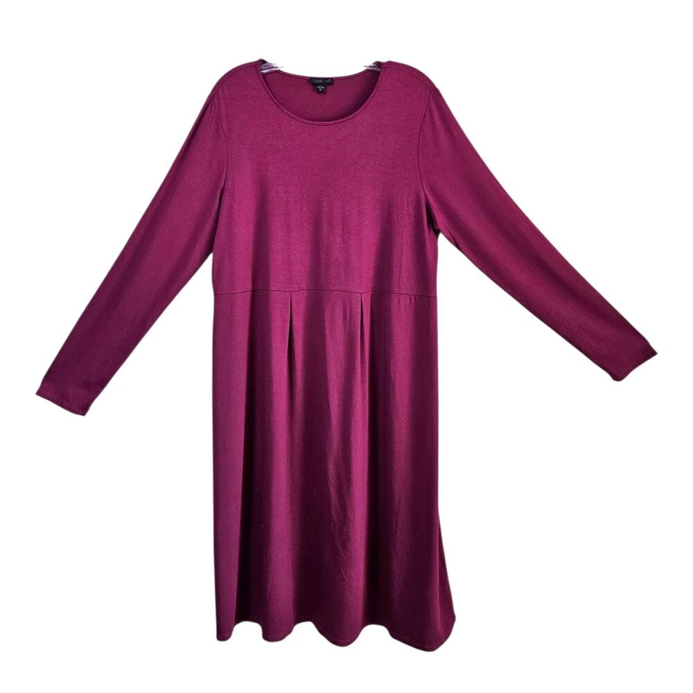 J JILL Wearever Women's Tall M MT Dress Shift Raspberry Long Sleeve Lagenlook